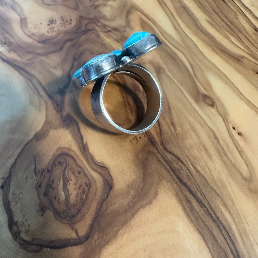 Royston Turquoise And Silver Statement Ring - image 4